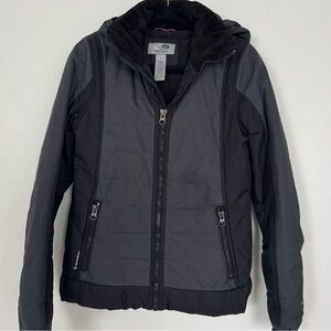 Champion Jacket Women Small Gray‎ Venture Shell Nylon Hooded Zip Outdoor Winter
